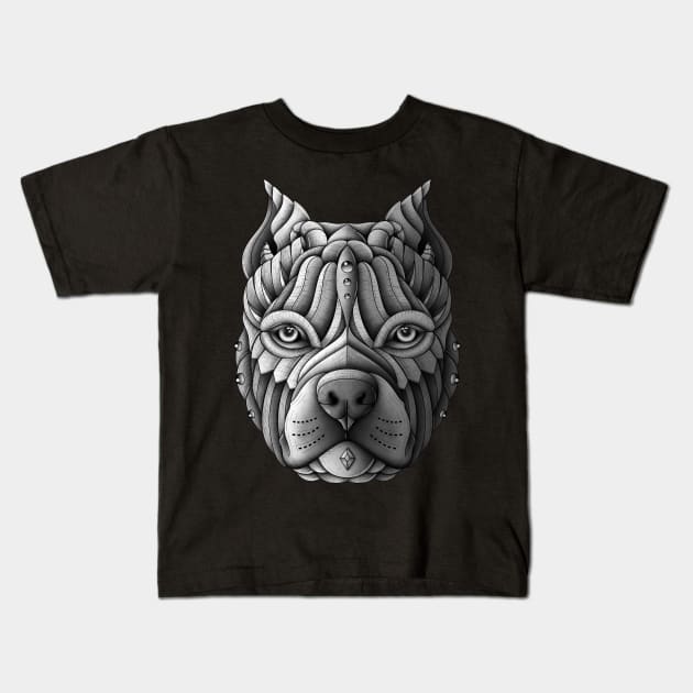 Ornate Pitbull Kids T-Shirt by Psydrian